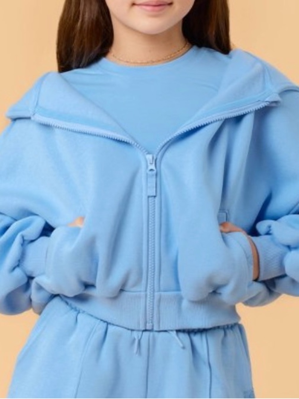 Blogilates Girls Marshmallow Hoodie Medium Blue Zipper Sweater Size 14 NWT